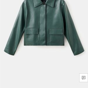 Mango New Green Faux-Leather Jacket